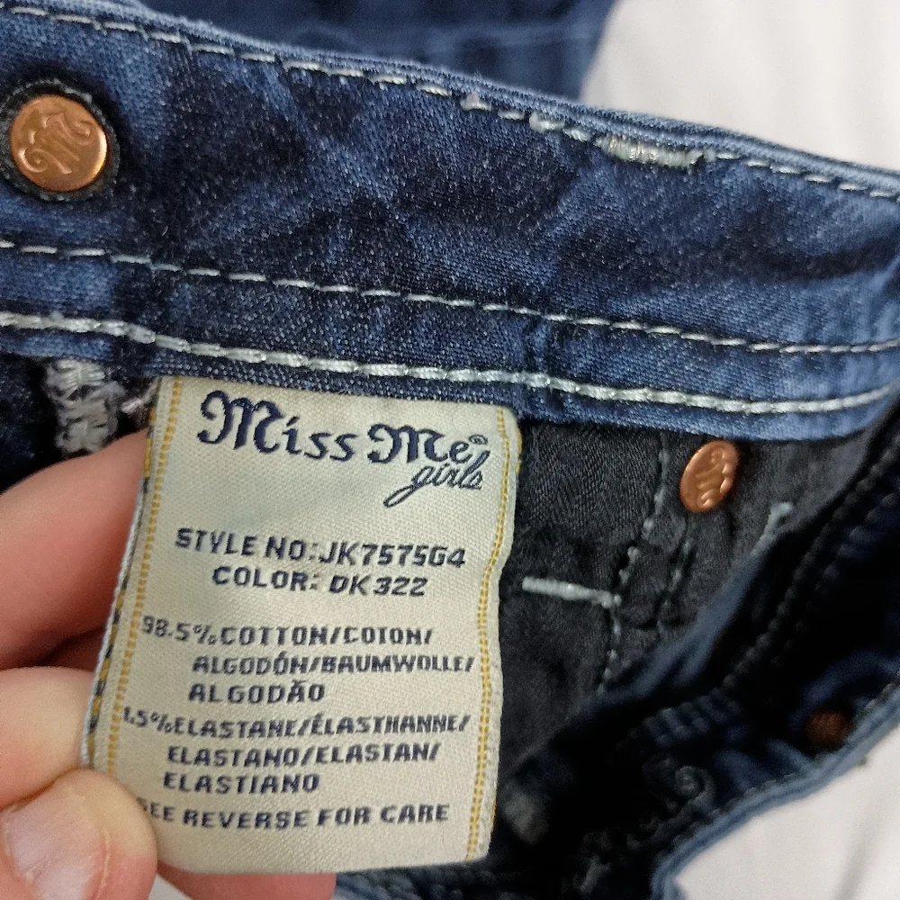 Miss Me Girls Blue Skinny Jeans with Faded Wash-(#706) - Picture 3 of 7